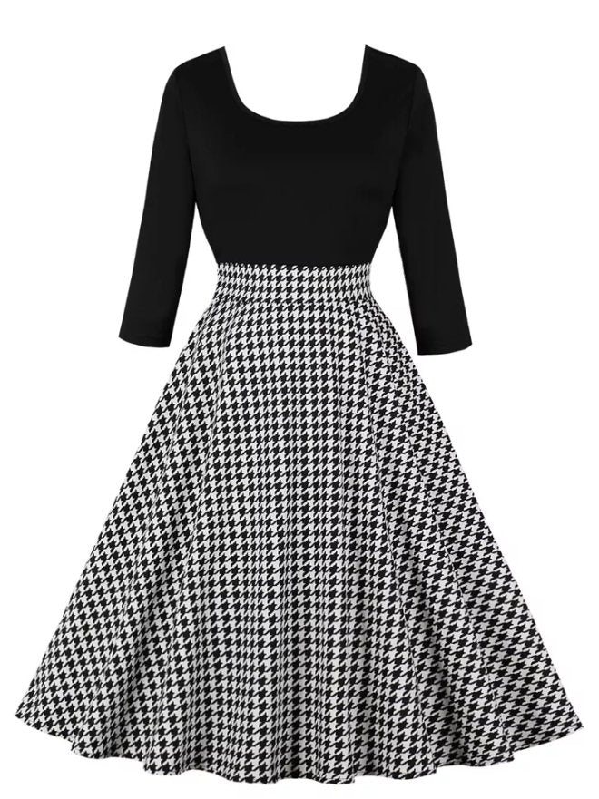 Robe Vintage Grise Carreaux