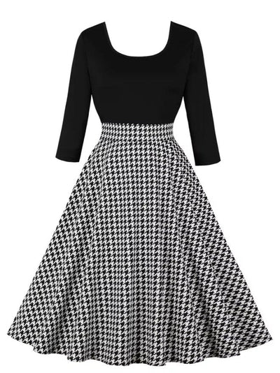 Robe Vintage Grise Carreaux