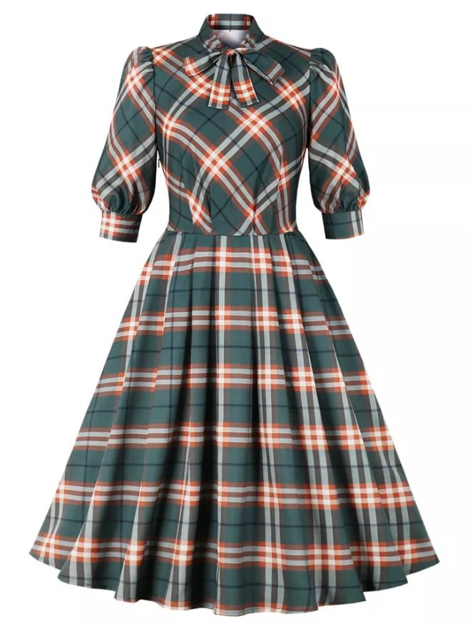 Robe Vintage Hiver Carreaux