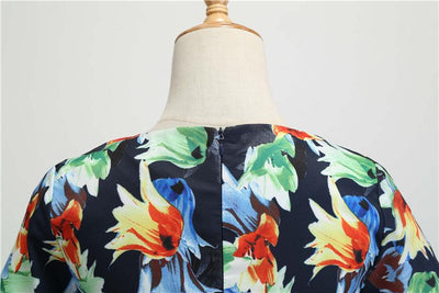 Robe Vintage Hiver Marine Fleurs