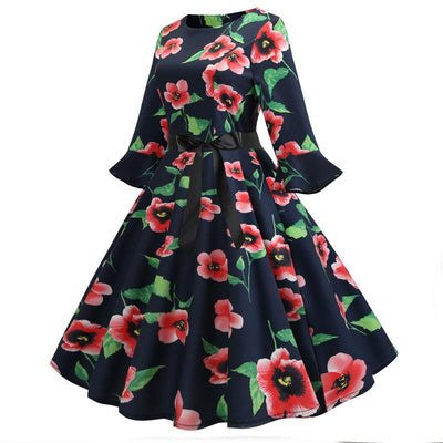 Robe Vintage Hiver Noire Coquelicots