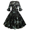 Robe Vintage Hiver Noire Fleurs