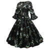Robe Vintage Hiver Noire Fleurs