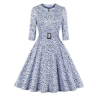 Robe Vintage Leopard Bleu