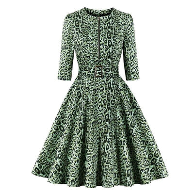 Robe Vintage Leopard Vert