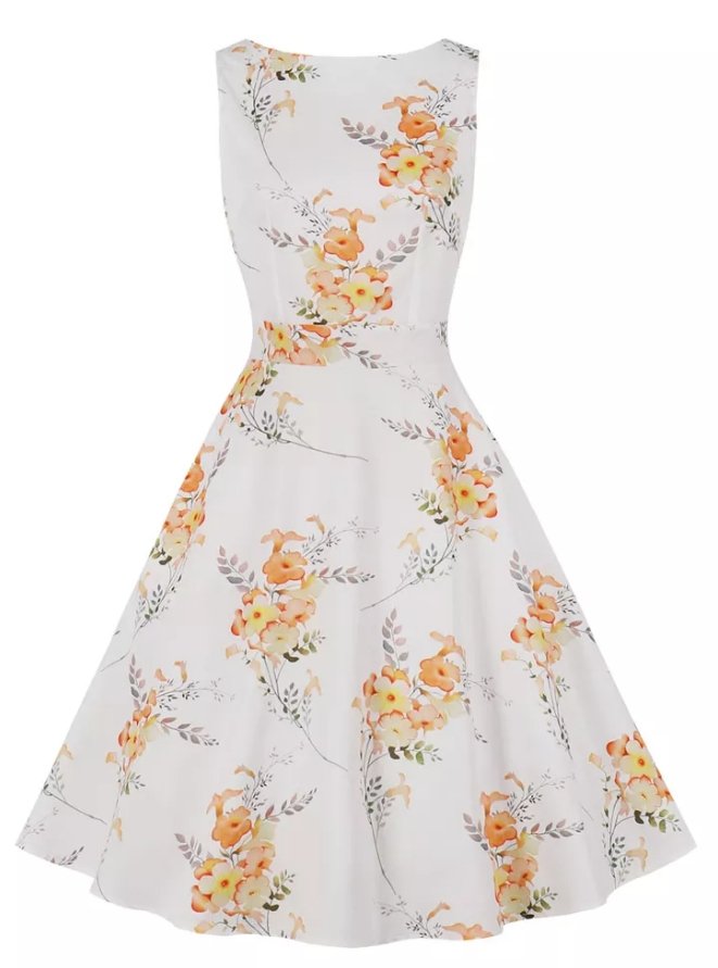 Robe Vintage Longue 50s Blanche