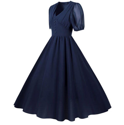 Robe Vintage Longue 50s Bleue