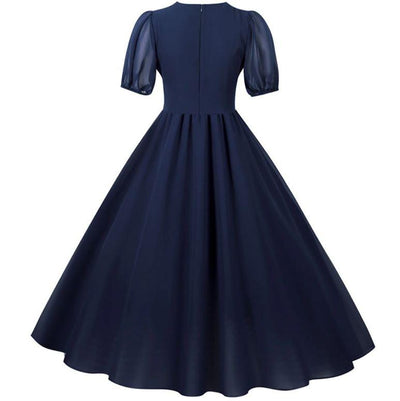 Robe Vintage Longue 50s Bleue