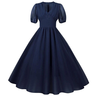 Robe Vintage Longue 50s Bleue
