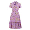 Robe Vintage Manches Courtes Lavande