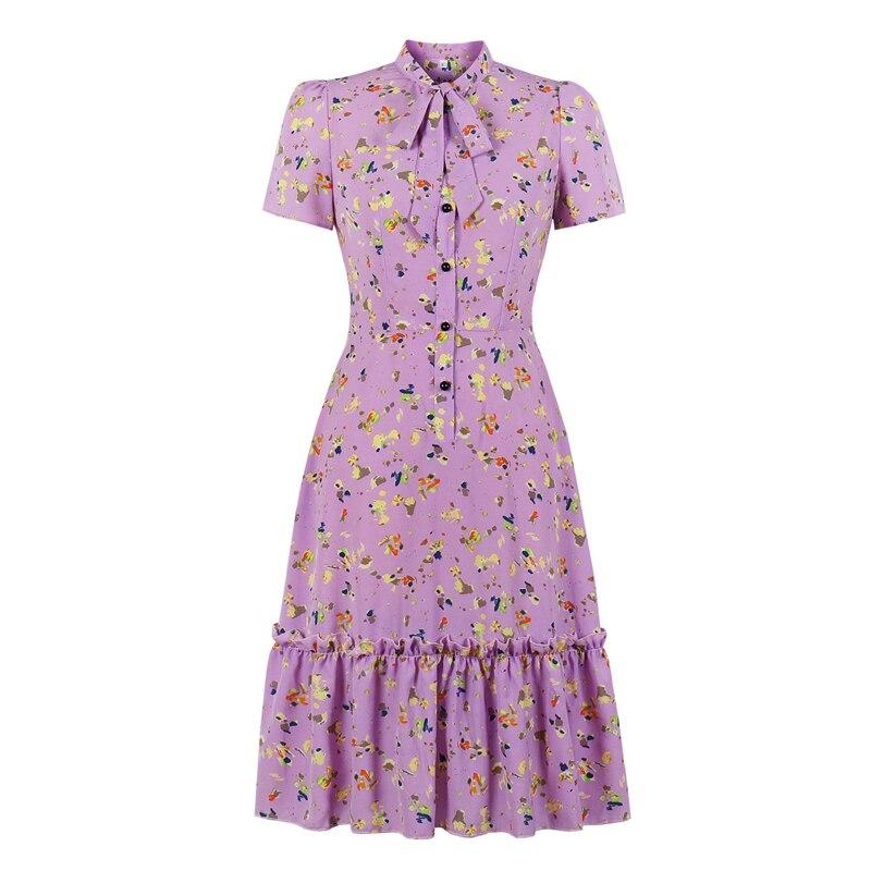 Robe Vintage Manches Courtes Lavande