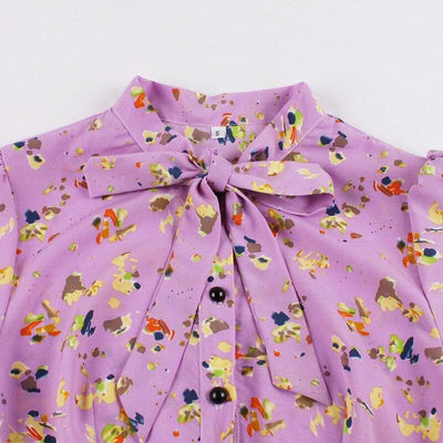 Robe Vintage Manches Courtes Lavande