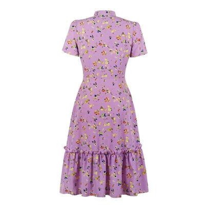 Robe Vintage Manches Courtes Lavande
