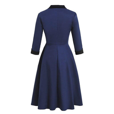 Robe Vintage Manches Longues Marine