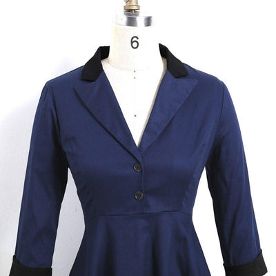 Robe Vintage Manches Longues Marine