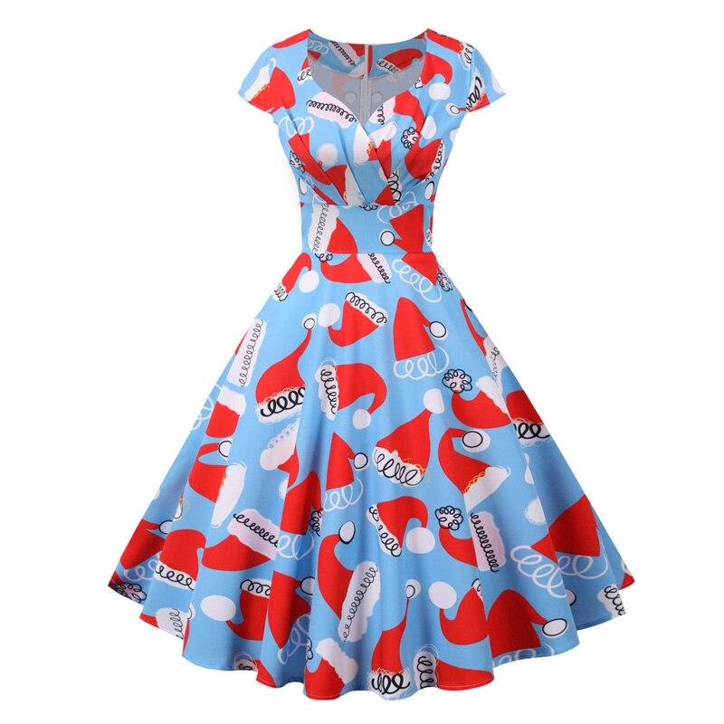 Robe Vintage Noel Grande Taille Bleue
