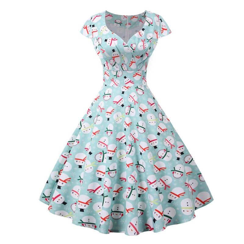 Robe Vintage Noel Grande Taille Ciel