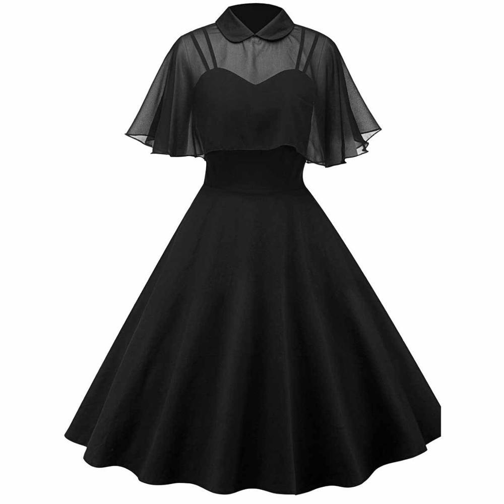 Robe Vintage Noire avec Voile