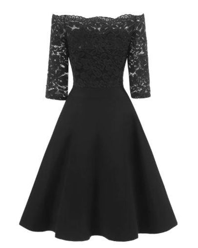 Robe Vintage Noire Col Bateau