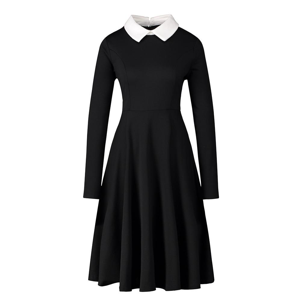 Robe Vintage Noire Col Blanc