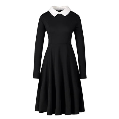 Robe Vintage Noire Col Blanc