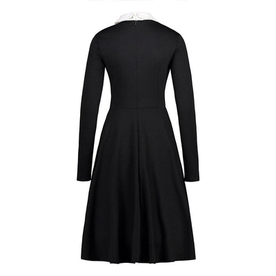 Robe Vintage Noire Col Blanc