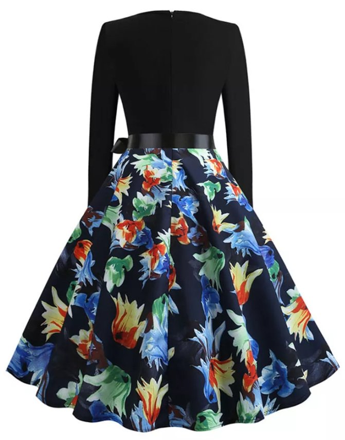 Robe Vintage Pin Up Fleur Bleue