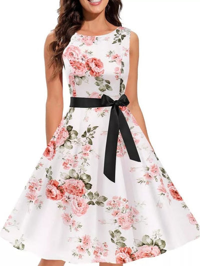 Robe Vintage Pin Up Fleurs Roses