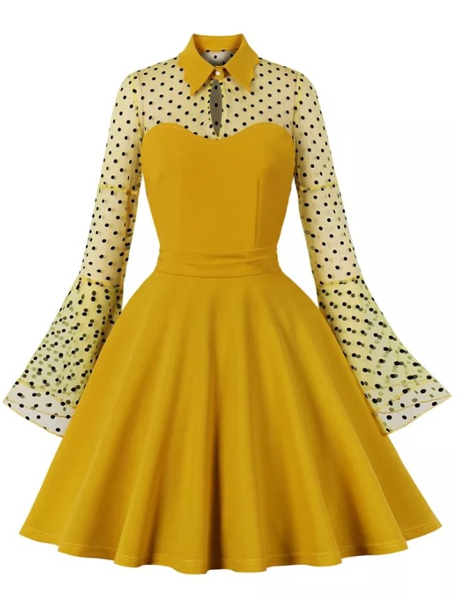 Robe Vintage Pin Up Grande Taille Jaune
