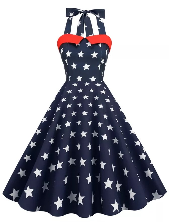 Robe Vintage Pin Up Imprimé USA