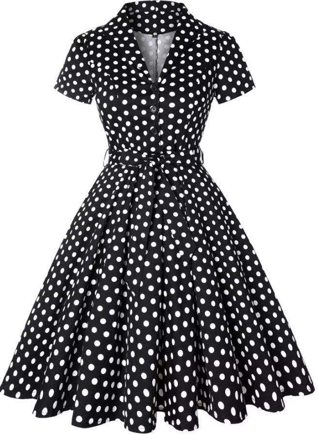 Robe Vintage Pin Up Noire Pois