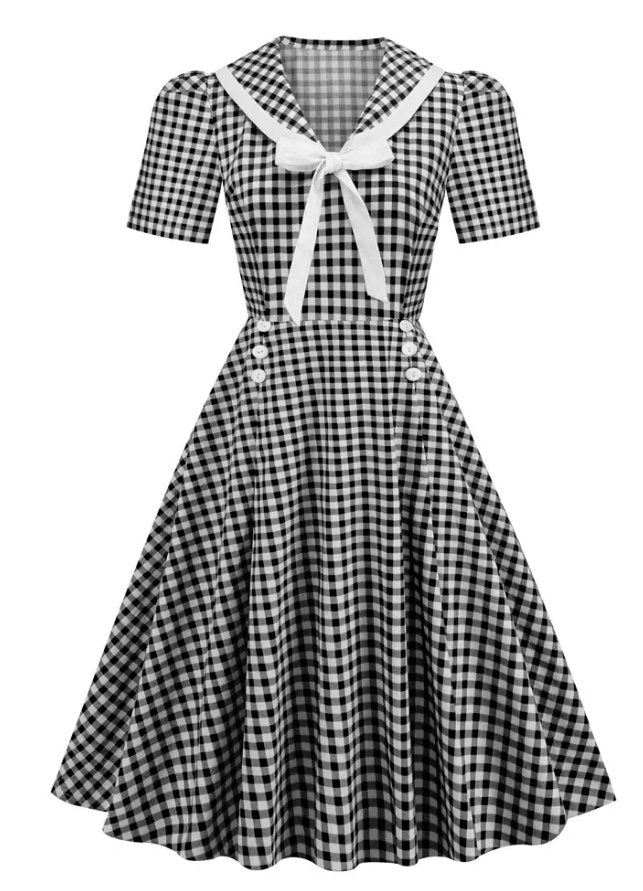Robe Vintage Pin Up Quadrillée Noir
