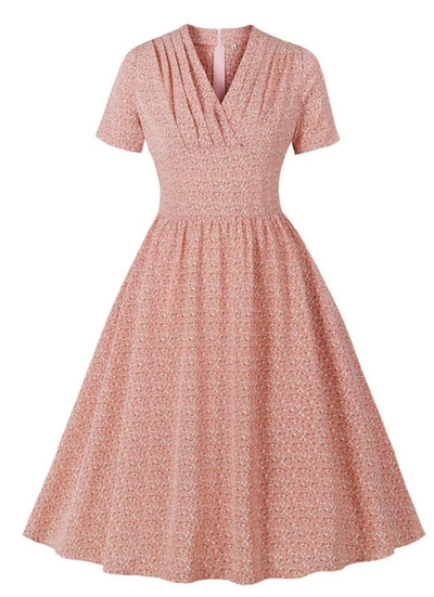Robe Vintage Pin Up Rose Fleurs