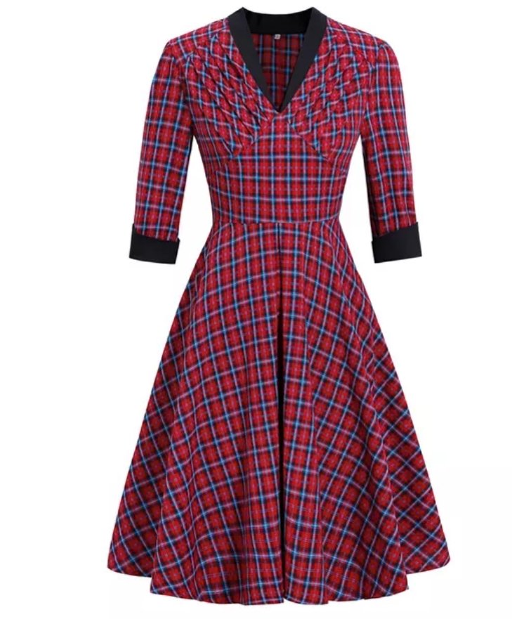 Robe Vintage Plaid Rouge