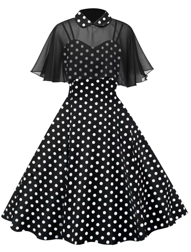 Robe Vintage Pois avec Voile