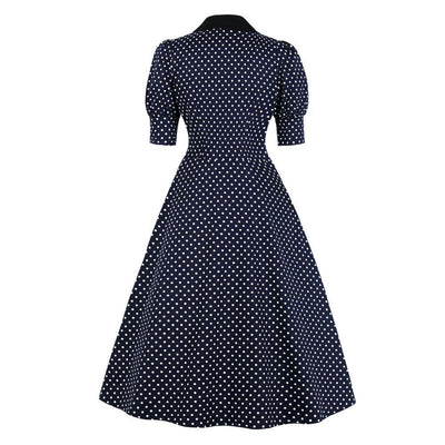Robe Vintage Pois Marine