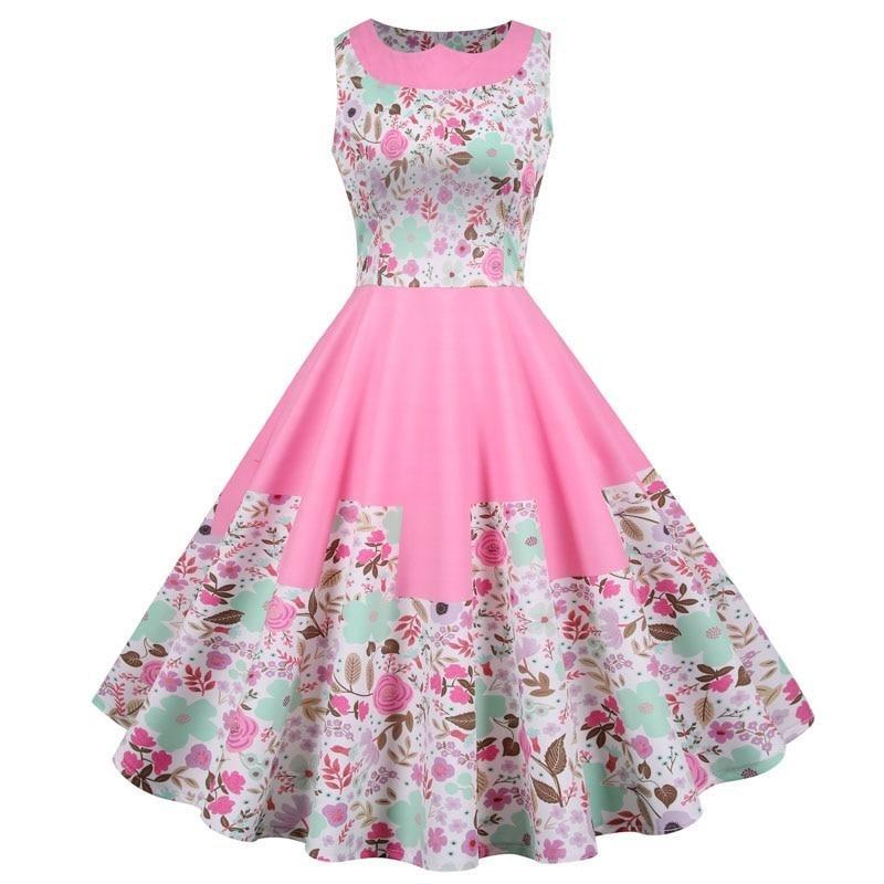 Robe Vintage Princesse Rose Fleurs