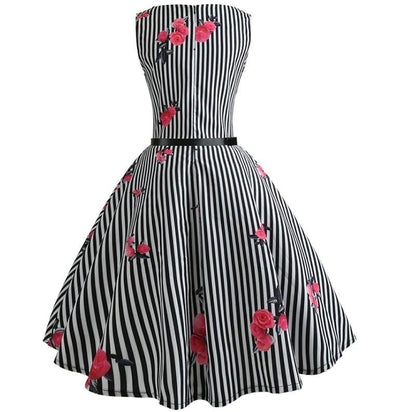 Robe Vintage Rayée Noir et Blanc