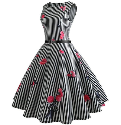 Robe Vintage Rayée Noir et Blanc