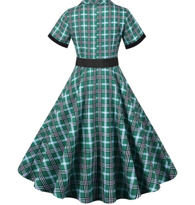 Robe Vintage Rayée Vert et Noir