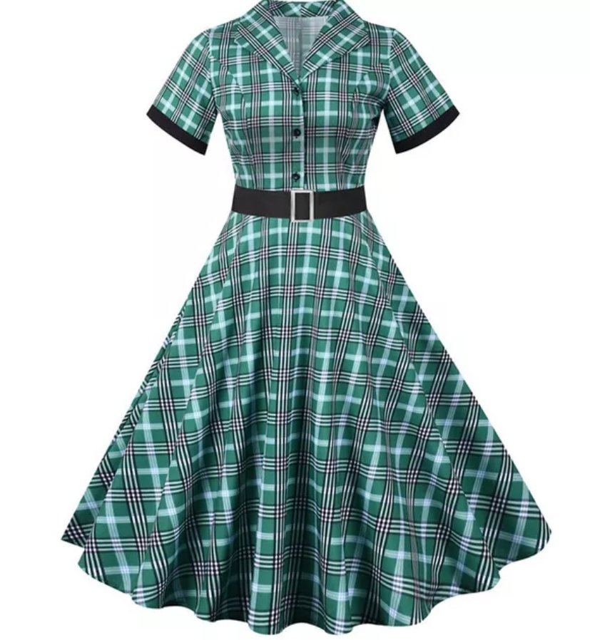 Robe Vintage Rayée Vert et Noir