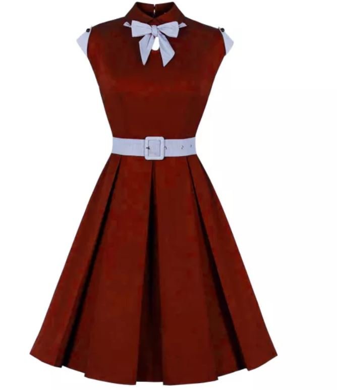 Robe Vintage Rockabilly 50s Bordeaux