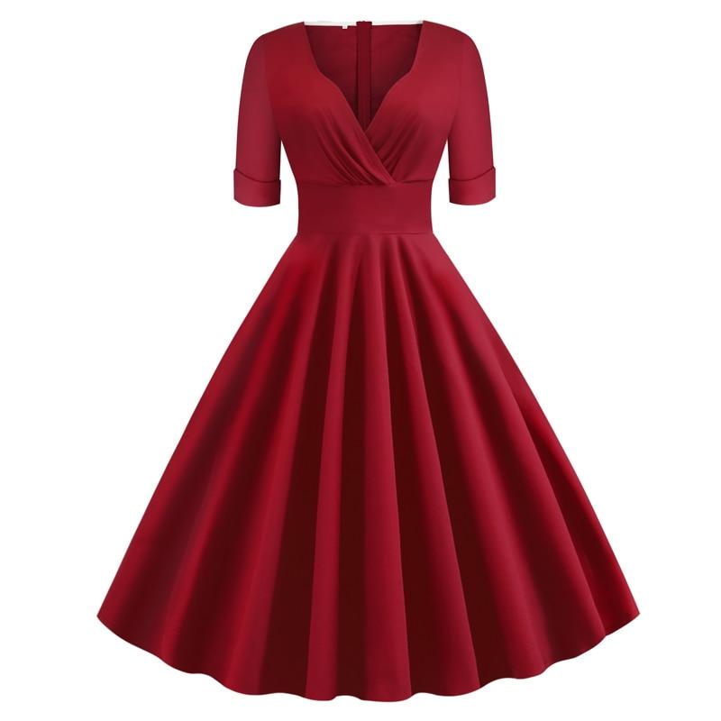Robe Vintage Rockabilly 50s Carmin