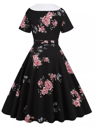 Robe Vintage Rockabilly 50s Fleurs