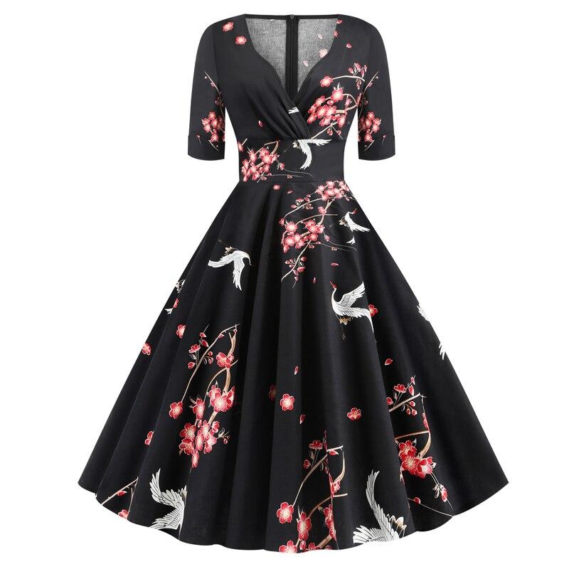 Robe Vintage Rockabilly 50s Oiseaux
