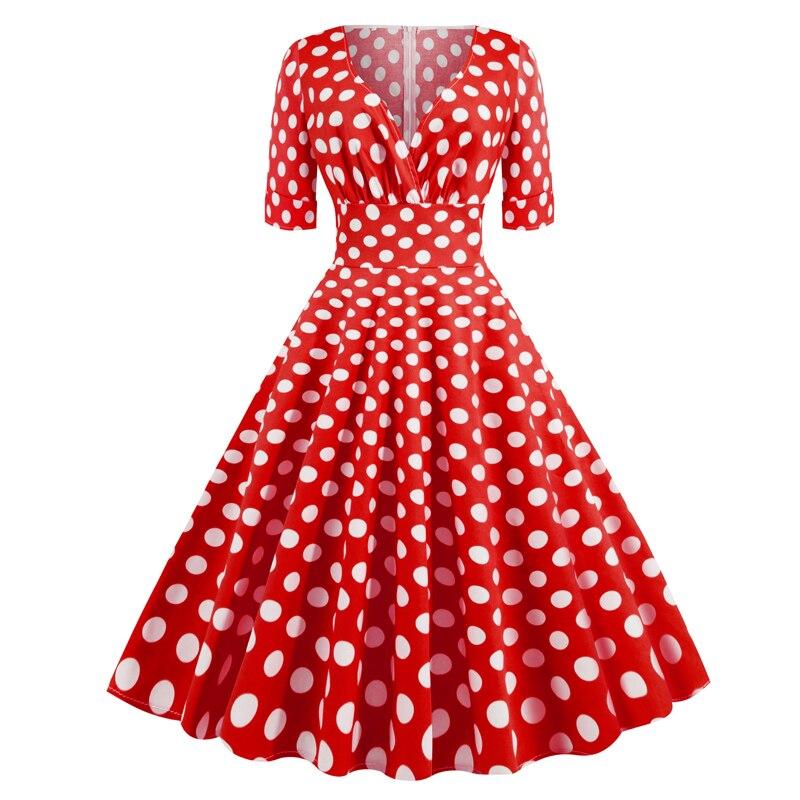 Robe Vintage Rockabilly 50s Rouge Pois