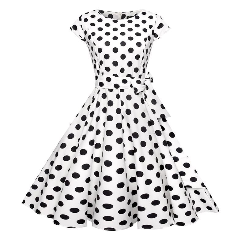 Robe Vintage Romantique Blanc Noir