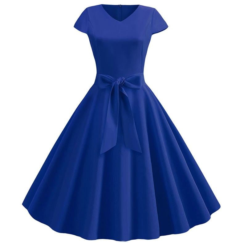 Robe Vintage Romantique Bleue