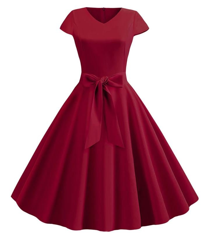 Robe Vintage Romantique Bordeaux