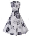 Robe Vintage Romantique Marine Blanc